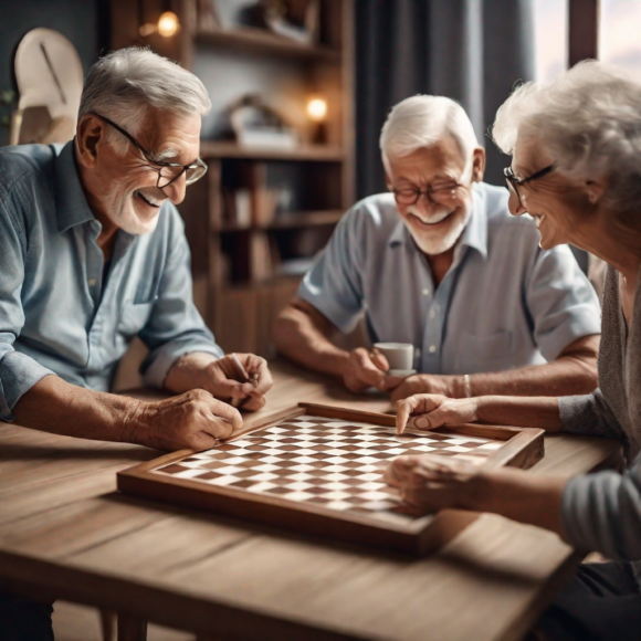 Seniors souriants pratiquant des jeux de mémoire