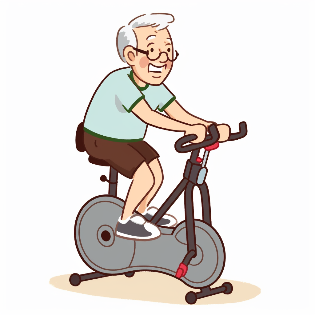 Senior qui fait du velo d'appartement