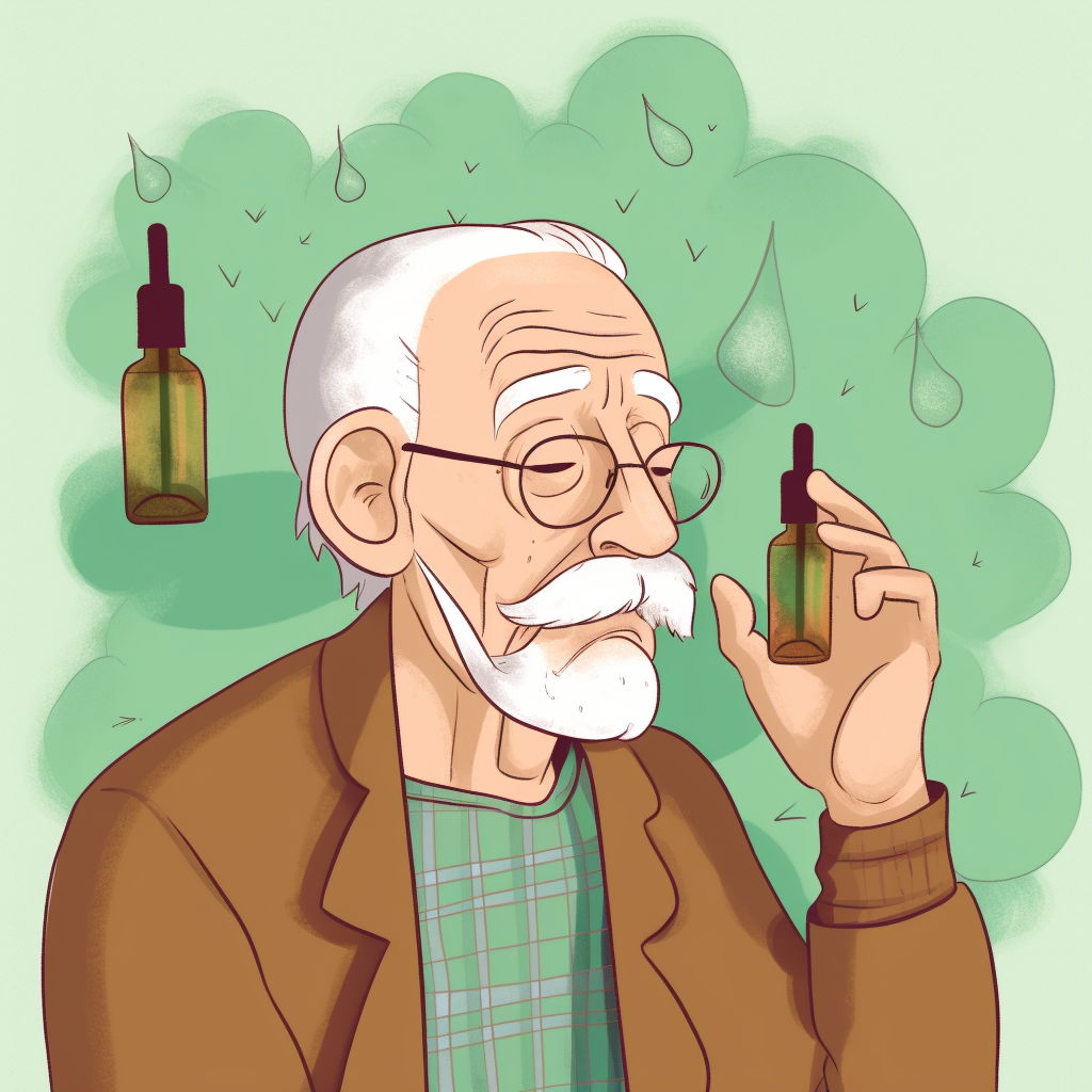 illustration d'un senior qui s'intéresse au CBD