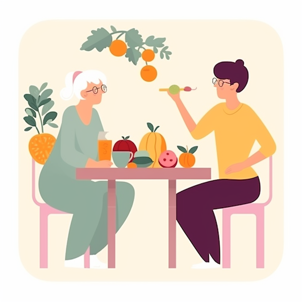 illustration d'une nutritionniste qui aide pour la nutrition et la dietetique