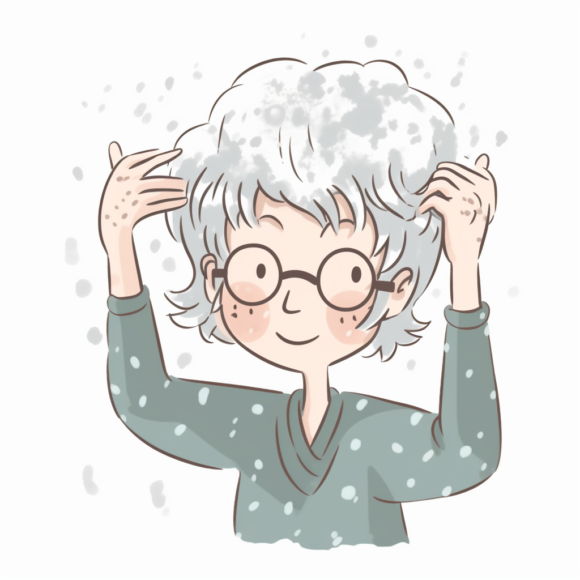 Senior qui se lave les cheveux