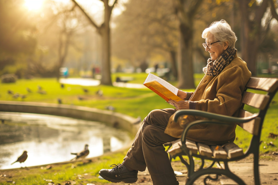 Senior lisant un livre