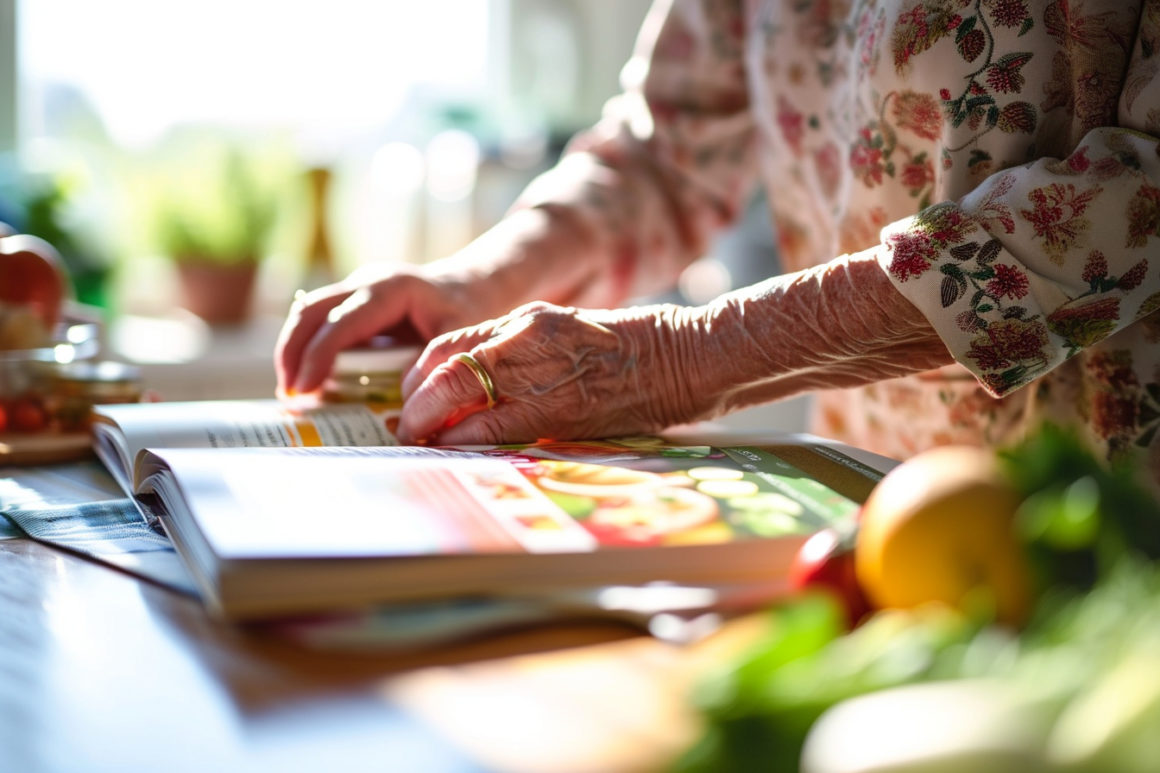 Senior lisant des conseils santé